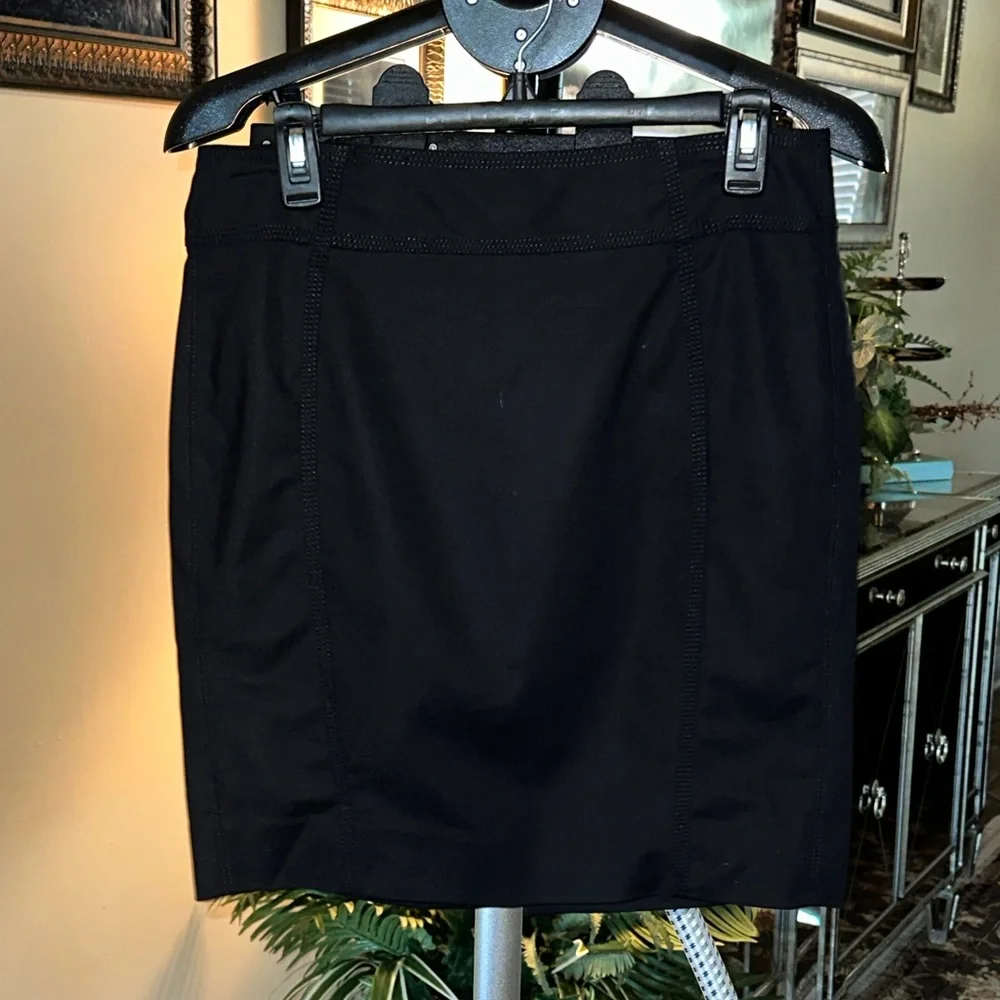 White House Black Market Black Pencil Skirt Size 6 | Back Slit, Fully Lined